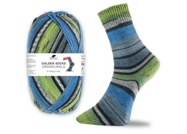 Grindelwald, stretch sock wool, Golden socks, Pro Lana, golden socks green blue